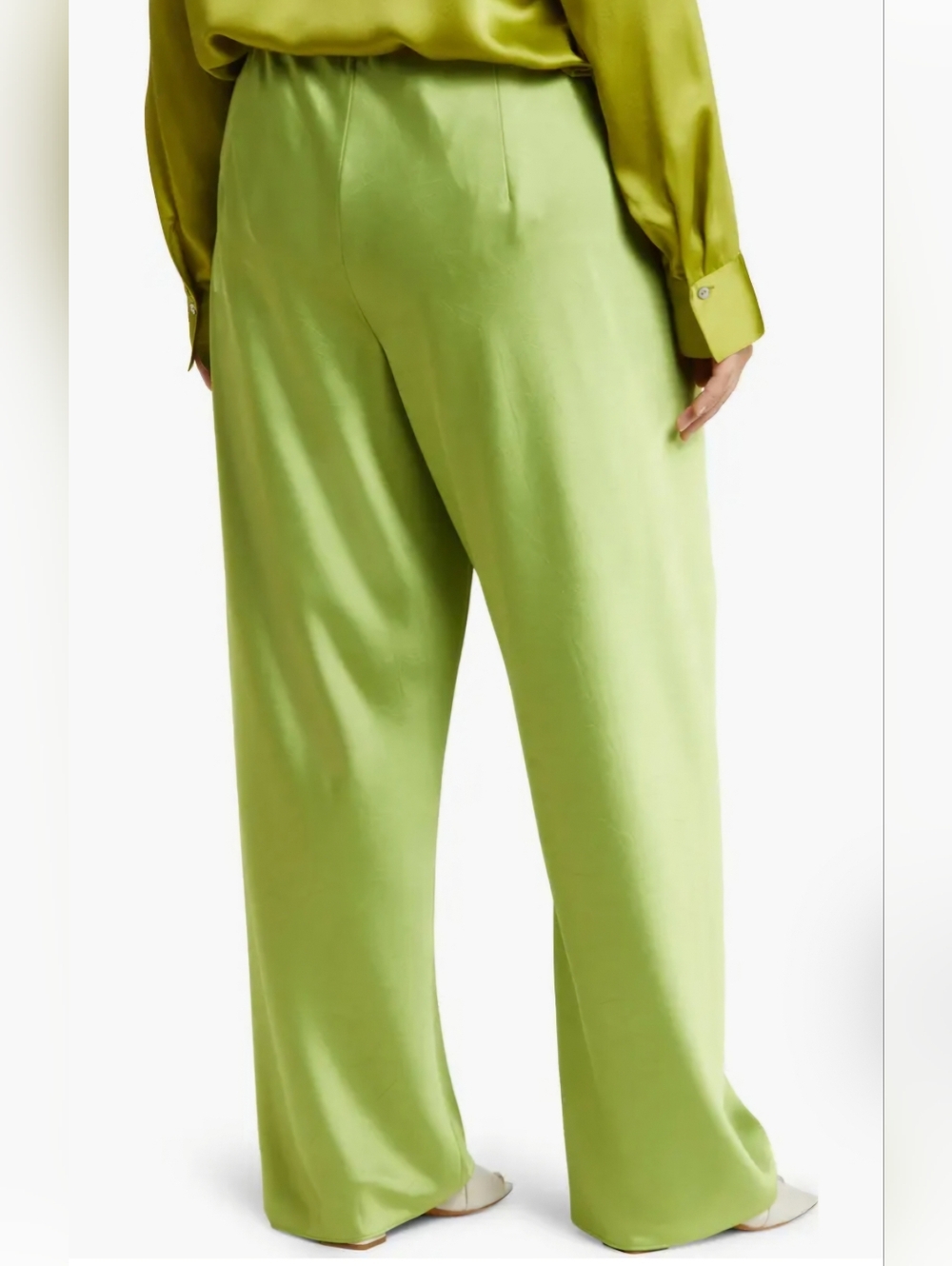 NWT Vince Wide Leg Satin Pants Size 2X Green Formal Business Casual Feminine - Picture 2 of 8